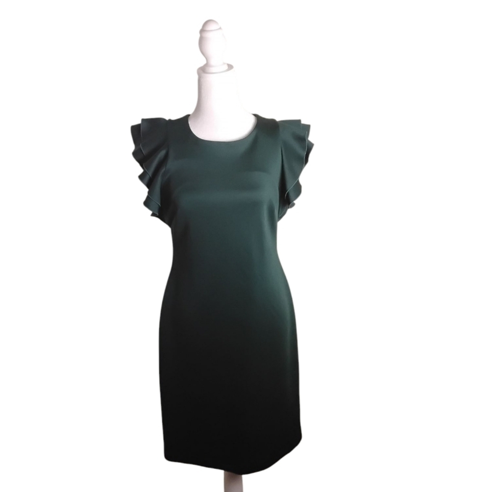 Tommy Hilfiger Women's 6 Green Flutter Sleeve Sheath Mini Dress